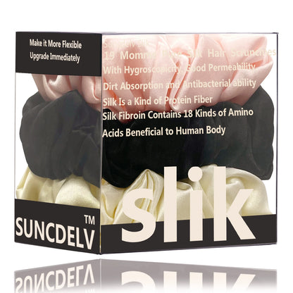 SatinÉclat™ 3PCS Pure Silk Hair Scrunchies