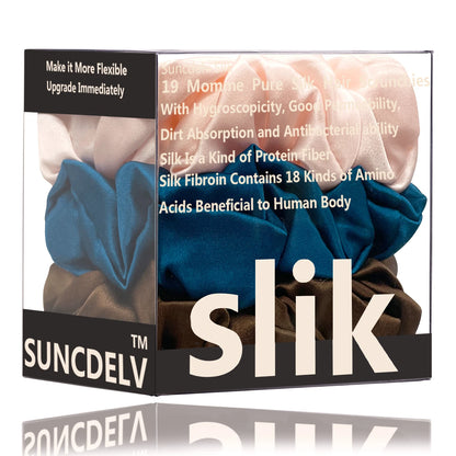 SatinÉclat™ 3PCS Pure Silk Hair Scrunchies