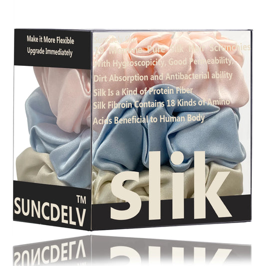 SatinÉclat™ 3PCS Pure Silk Hair Scrunchies