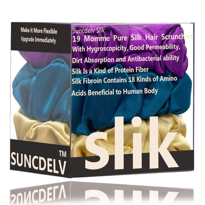 SatinÉclat™ 3PCS Pure Silk Hair Scrunchies